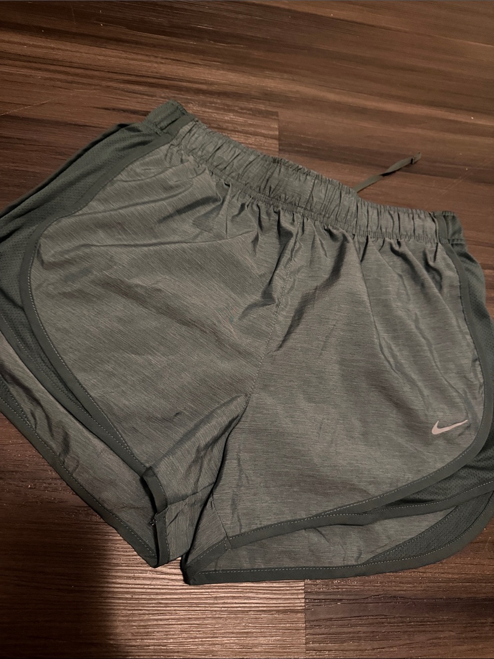 Nike Women's Dark Gray Athletic Running Shorts with Pink Swoosh